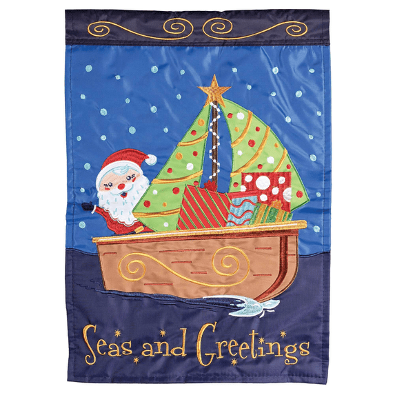 Flag Merry Christmas Sailboat 13x18
