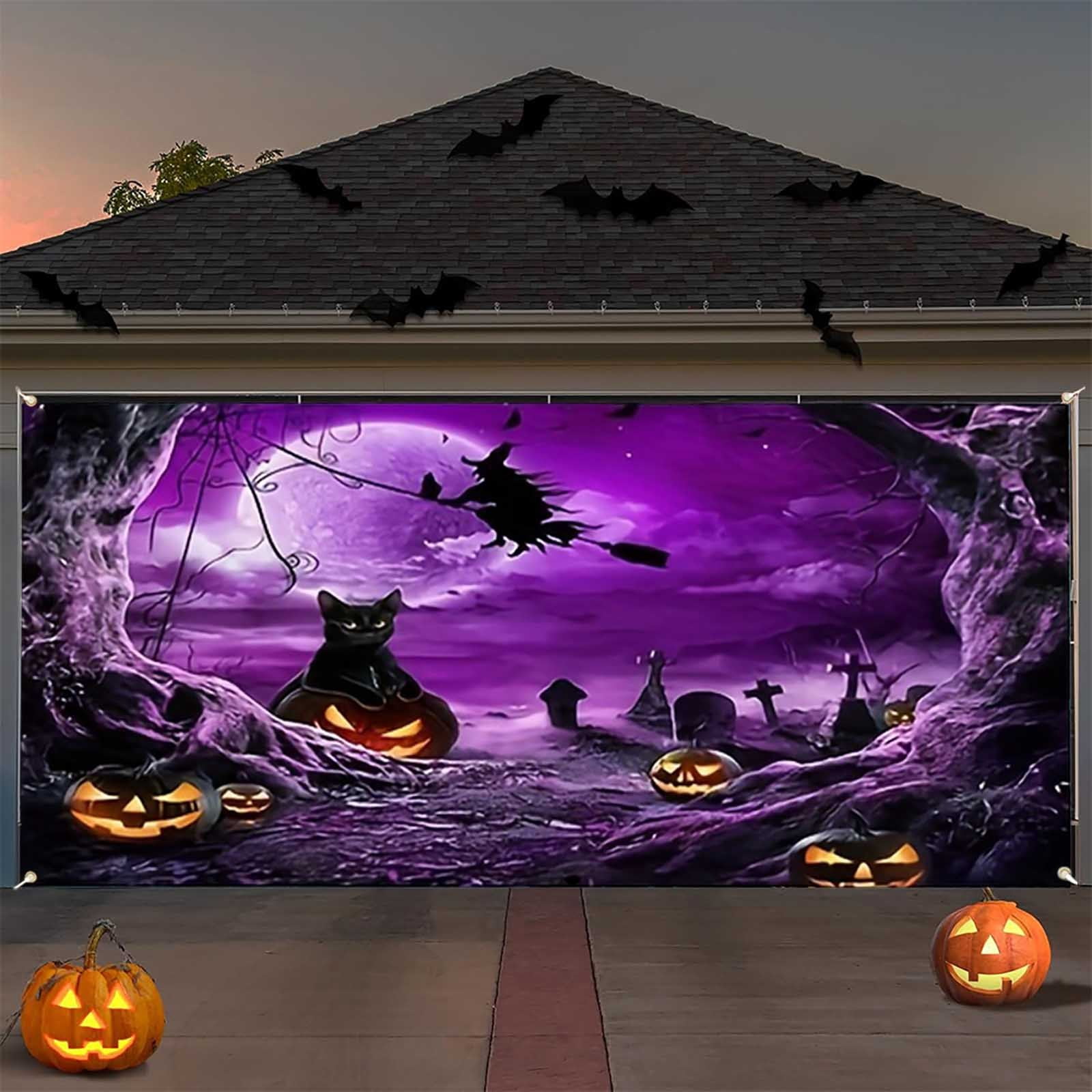 Flag Mount And Pole for Garage Themed Banner With Haunting Graphics