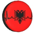 Flag Of Albania Eagle Spare Wheel Cover for Mitsubishi Pajero RV Custom