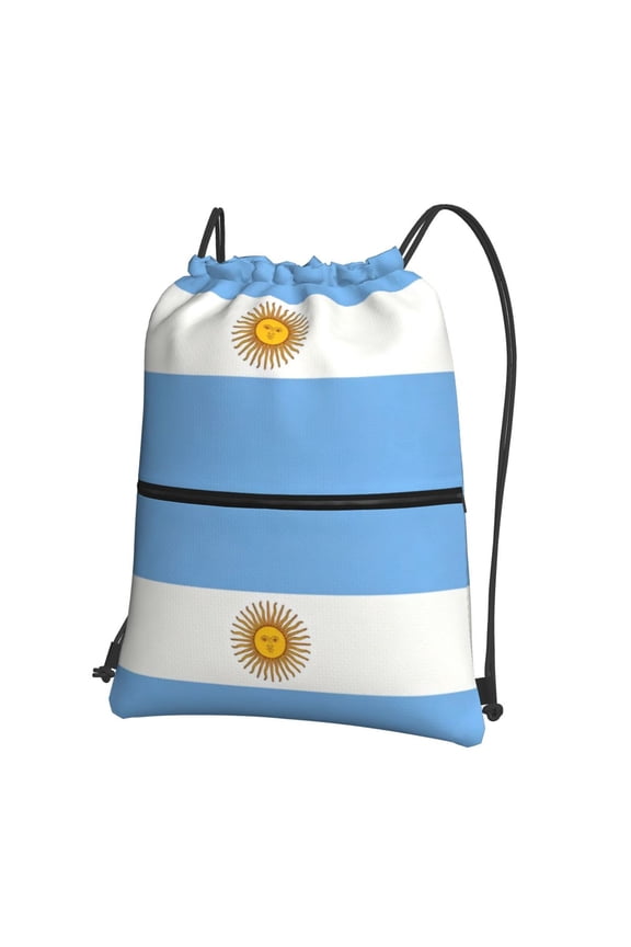 Flag Of Argentina Drawstring Backpack Bag Water Resistant Yoga Shopping Cinch Bag Sackpack For Men Women