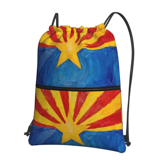 Flag Of Arizona Drawstring Backpack Water Resistant String Bag Sports Sackpack Gym Sack For Men Women