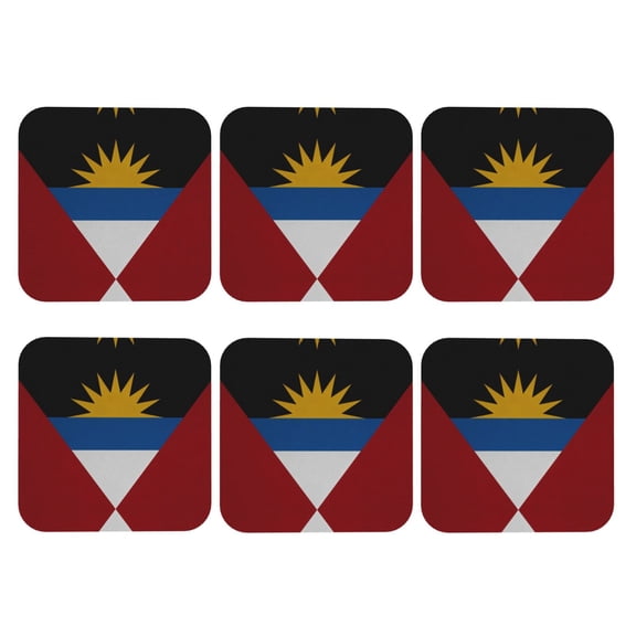 Flag Of Barbuda Leather Coasters for Drinks Perfect for Living Room, Kitchen, or Outdoor Use Set of 6 Square