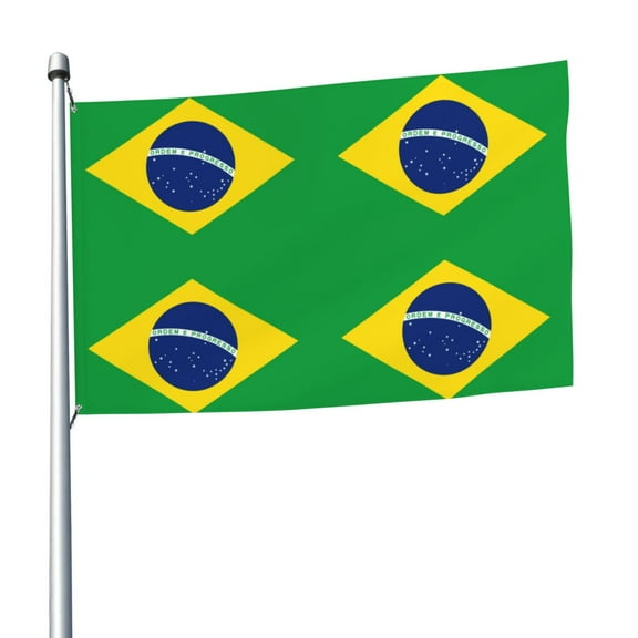 Flag Of Brazil Flag 5x8 Ft Print Vivid Color Outdoors Indoors Light-Weight Polyester Flags