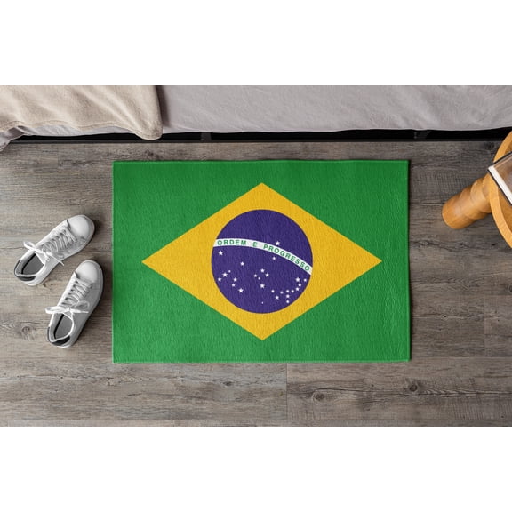 Flag Of Brazil Outdoor Non-Slip Door Mat | Sao Paulo | Rio de Janeiro | Brasilia | Gift for Brazilians | 24"x36"