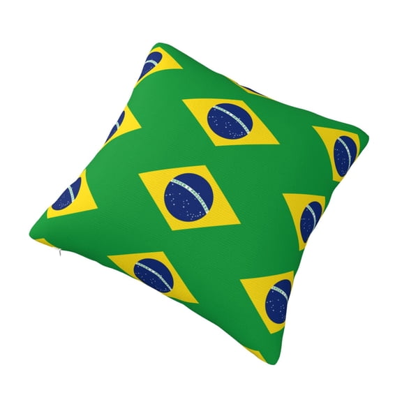 Flag Of Brazil Printed Decorative Square Throw Pillow Cover 24"x24"