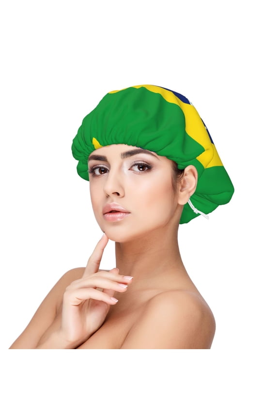 Flag Of Brazil Sleep Cap Satin Bonnet Sleeping Hat Soft Elastic Night Hair Cover For Women