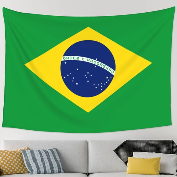 Flag Of Brazil Tapestry Wall Hanging Tapestry For Bedroom Living Room Dorm (60 * 90 Inches)