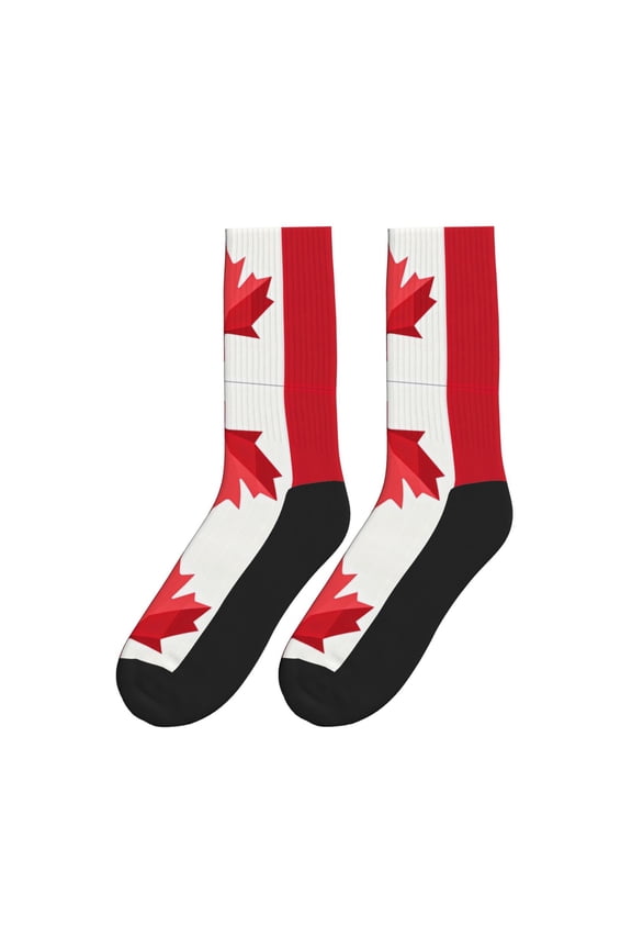 Flag Of Canada Athletic Crew Novelty Socks for Womens Mens