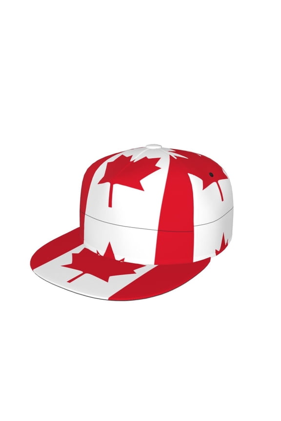 Flag Of Canada Flat Brim Trucker Cap Adjustable Snapback Hat For Men Women