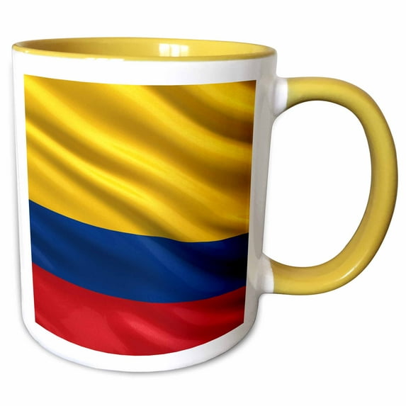 3drose, Flag of Colombia, 15oz Two-tone Yellow Mug