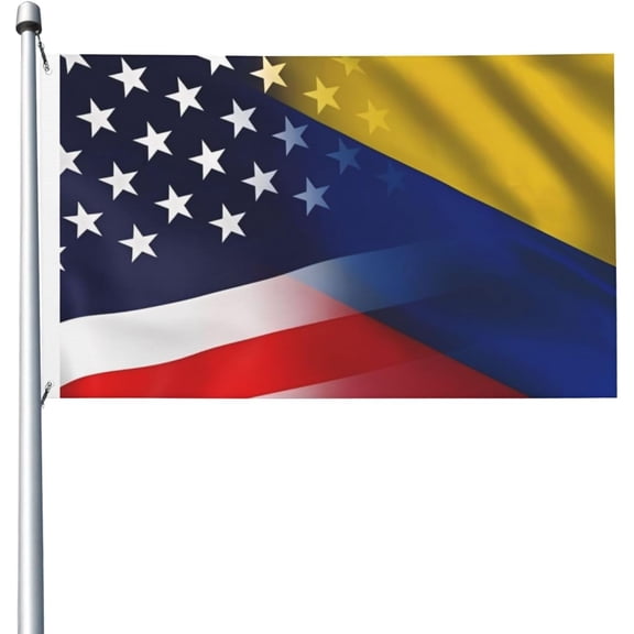 Flag Of Colombia And American Flag 3x5 Outdoor Double Sided Flag Banner For Outside With 2 Brass Grommets Patio Lawn Decor Flags
