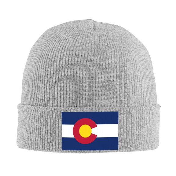 Flag Of Colorado Beanie Hat Knit Hat Skull Cap for Men Women Winter Hat Gray