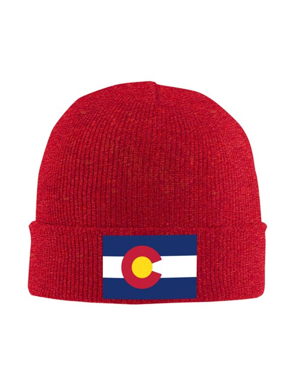 Flag Of Colorado Beanie Hat Knit Hat Skull Cap for Men Women Winter Hat Red