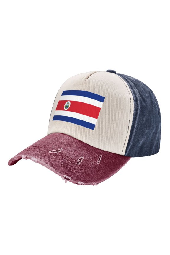 Flag Of Costa Rica Baseball Cap Distressed Adjustable Vintage Cotton Denim Hat for Women Men