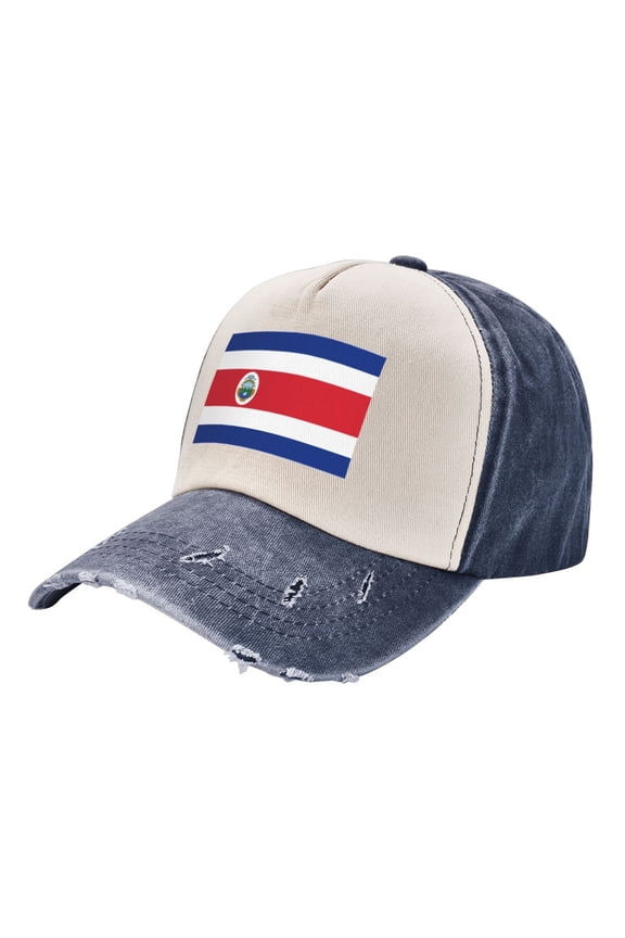 Flag Of Costa Rica Baseball Cap Distressed Adjustable Vintage Cotton Denim Hat for Women Men