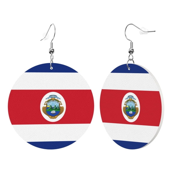 Flag Of Costa Rica Dangle Round Lightweight Drop Circle Earrings For Women