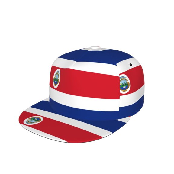 Flag Of Costarican Flat Brim Trucker Cap Adjustable Snapback Hat For Men Women
