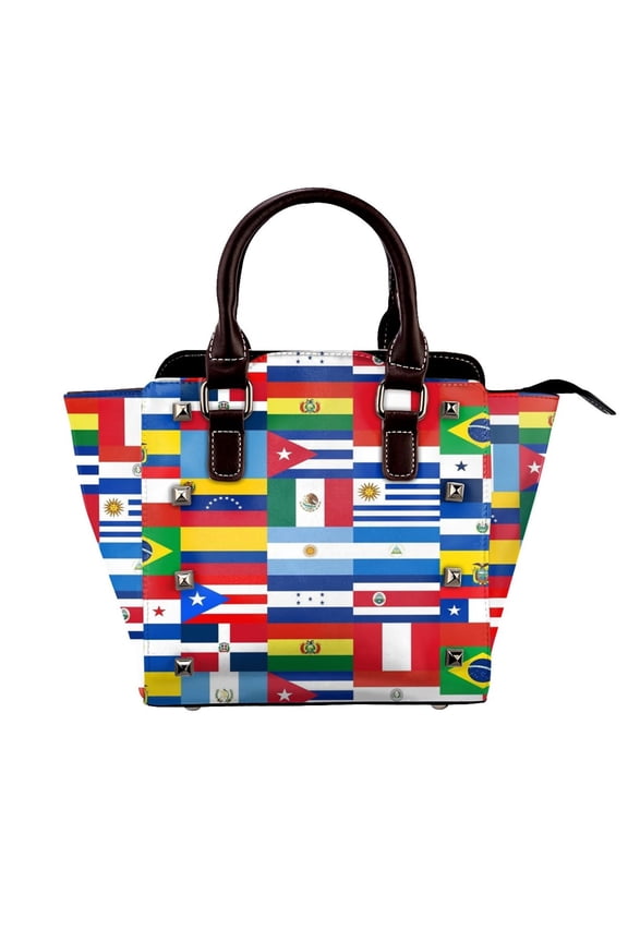 Flag Of Countries Around The World Rivet Fashion One-Shoulder Women's Handbag Tote Bag
