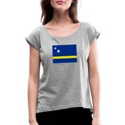Flag Of Curaçao Cw Women's Roll Cuff T-Shirt Rolled Sleeve Tee