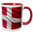 thumbnail image 1 of 3drose, Flag of Denmark Waving in the Wind, 11oz Two-tone Red Mug, 1 of 6