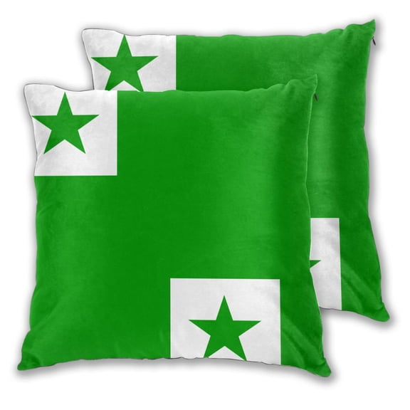 Flag Of Esperanto Couch Square Decorative Throw Pillow Covers Set of 2 for Sofa Bed Cushion Covers Home Decor 16"x16"