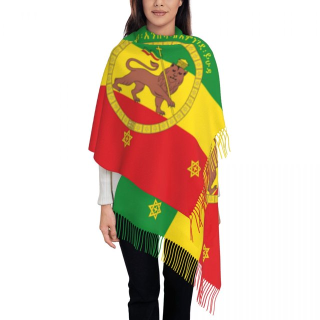 Flag Of Ethiopia Jamaica Tassel Scarf Women Soft Lion Of Judah Shawls