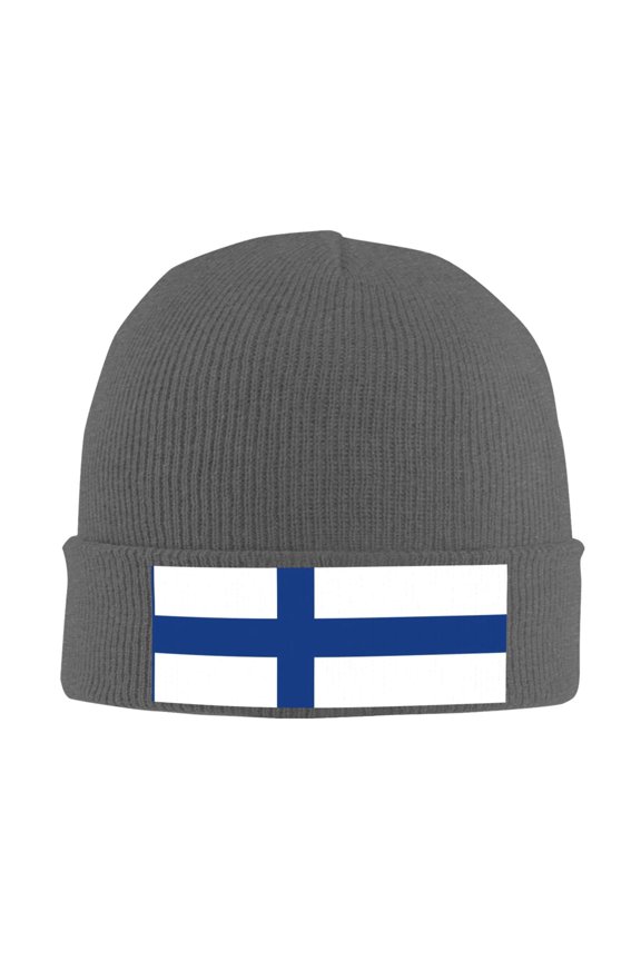Flag Of Finland Beanie Hat Men Women Warm Printed Cap Knit Beanies Hats Outdoor Winter Deep Heather