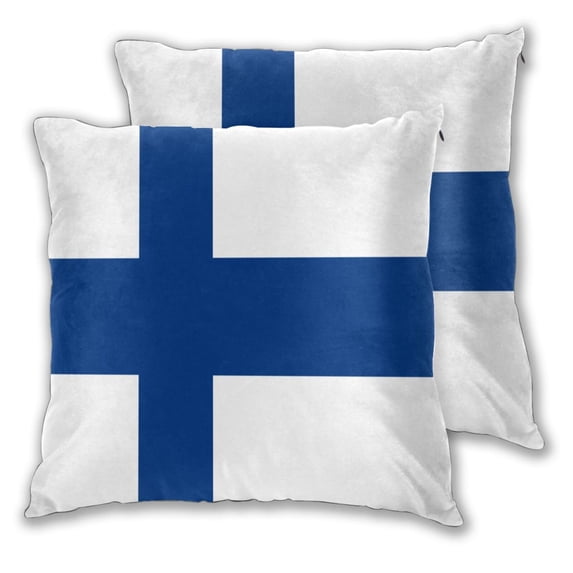Flag Of Finland Couch Square Decorative Throw Pillow Covers Set of 2 for Sofa Bed Cushion Covers Home Decor 22"x22"