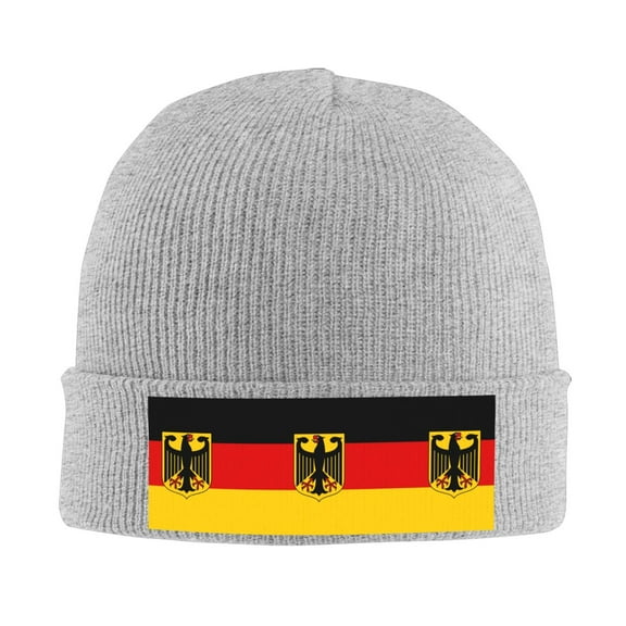 Flag Of Germany Winter Beanie Hats for Men Women Warm Cozy Knitted Cuffed Skull Cap Gray