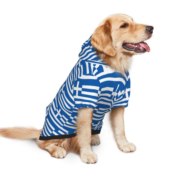 Flag Of Greece Dog Hoodie Colorful Pullover Sweatshirts Large