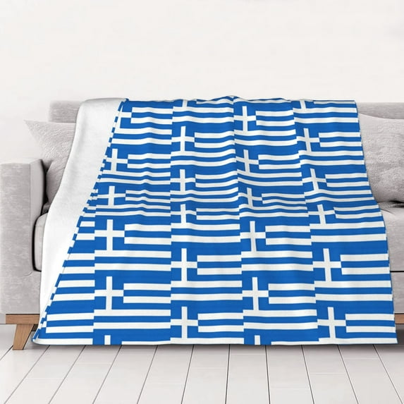 Flag Of Greece Throw Blanket Warm Camping Outdoor Light Weight Cozy Blanket for Couch Sofa Bed 50"x40"