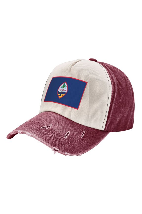 Flag Of Guam Baseball Cap Distressed Adjustable Vintage Cotton Denim Hat for Women Men