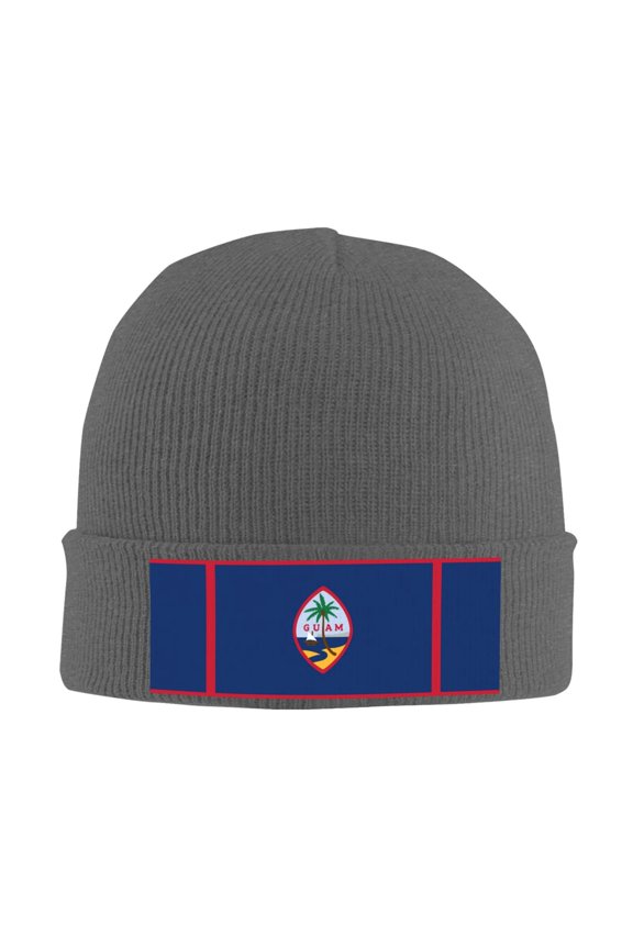 Flag Of Guam Winter Beanie Hats for Men Women Warm Cozy Knitted Cuffed Skull Cap Deep Heather