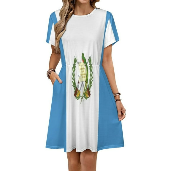 Flag Of Guatemala Short Sleeve Dress Women Summer Evening Dresses Ladies Sundress