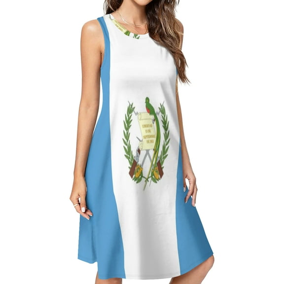 Flag Of Guatemala Spring Summer Dresses for Women Fashion T-shirt Dress Casual Sleeveless Loose Sundress with Pockets