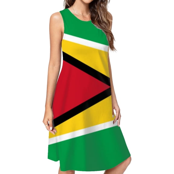 Flag Of Guyana.National Flag Of Guyana Casual Sleeveless Loose Sundress Dress For Women Summer Dress Daily Woman