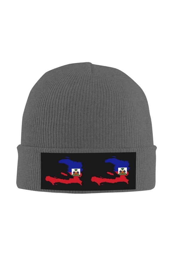 Flag Of Haiti Beanie Hat Men Women Warm Printed Cap Knit Beanies Hats Outdoor Winter Deep Heather