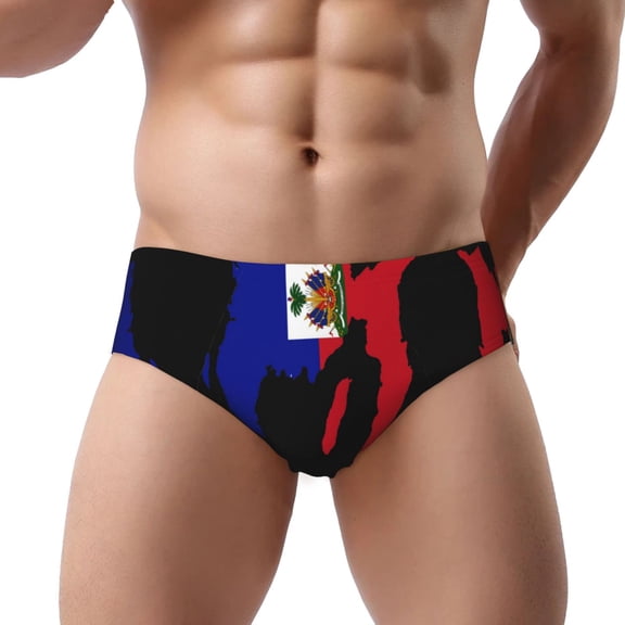 Flag Of Haiti Low Rise Mens Briefs Underwear With Supportive Contour Pouch