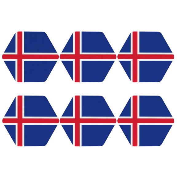 Flag Of Iceland Leather Drinks Coasters Suitable for Various Cups Set of 6 Hexagon
