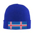 thumbnail image 1 of Flag Of Iceland Winter Beanie Hats for Men Women Warm Cozy Knitted Cuffed Skull Cap Blue, 1 of 4