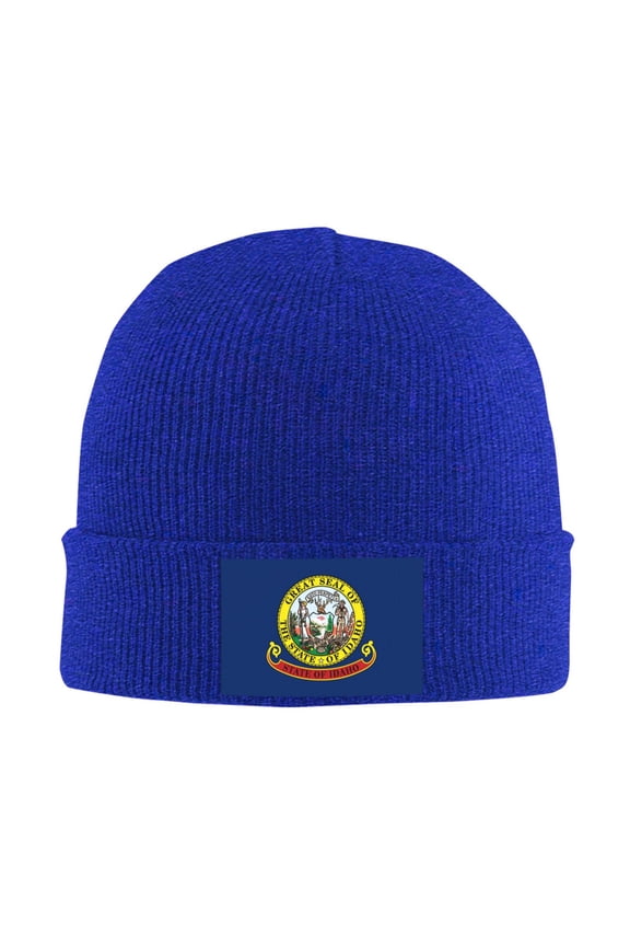 Flag Of Idaho Beanie Hat Knit Hat Skull Cap for Men Women Winter Hat Blue