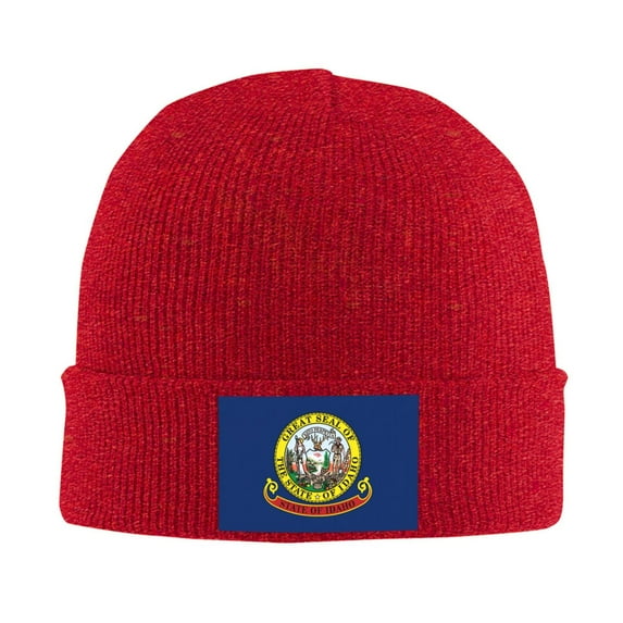 Flag Of Idaho Beanie Hat Knit Hat Skull Cap for Men Women Winter Hat Red