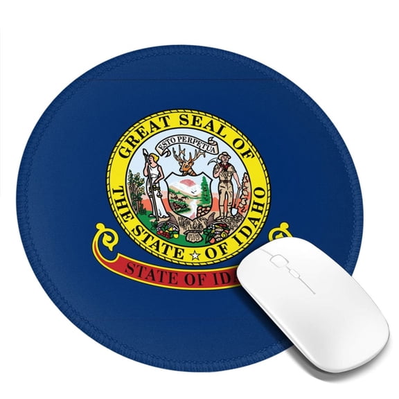 Flag Of Idaho Round MousePad Washable Non-Slip Rubber Base Small Mouse Mat, 7.9×7.9 inches