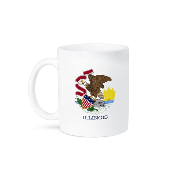 3dRose, Flag of Illinois - US American state - United States of America USA - White Seal with eagle shield, 11oz Mug