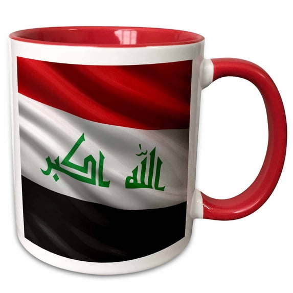3drose, Flag of Iraq Waving in the Wind, 15oz Two-tone Red Mug