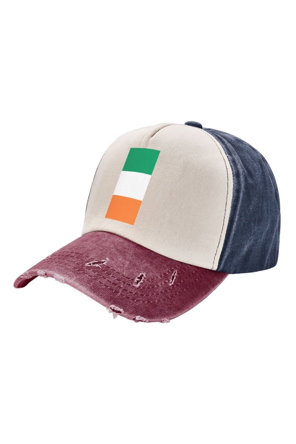 Flag Of Ireland Baseball Cap Distressed Adjustable Vintage Cotton Denim Hat for Women Men