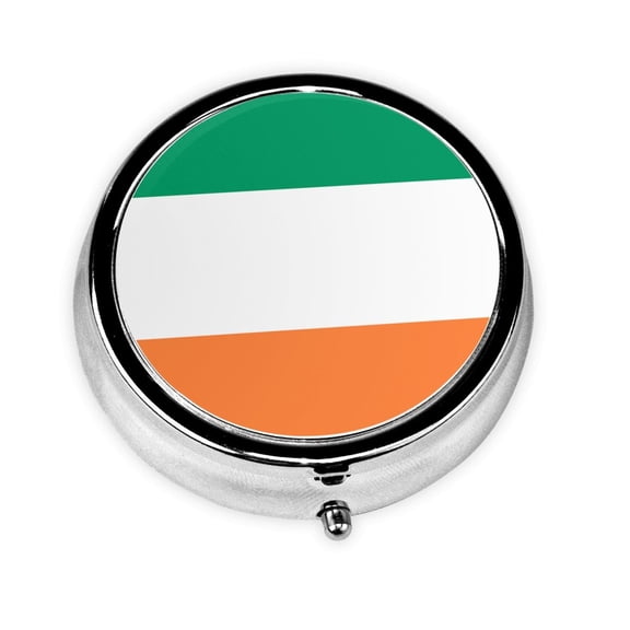 Flag Of Ireland Round Pill Box Small Pill Case For Purse Pocket Medicine Organizer Travel Pillbox Portable Pill Container