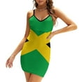 Flag Of Jamaica Square Neck Dress New Plus Size Elegant Women Waist