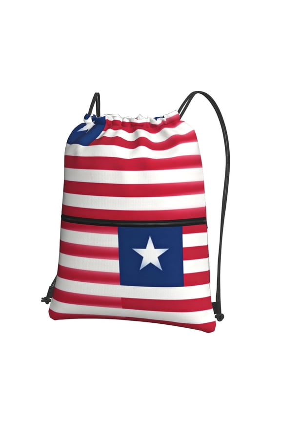 Flag Of Liberia Drawstring Backpack Bag Water Resistant Yoga Shopping Cinch Bag Sackpack For Men Women