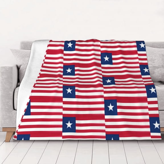 Flag Of Liberia Throw Blanket Warm Camping Outdoor Light Weight Cozy Blanket for Couch Sofa Bed 40"x30"